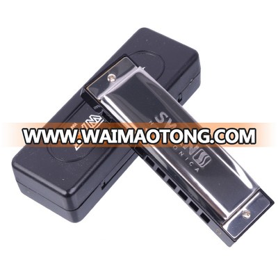 SWAN SW1020H-1 10 Hole 20 Tone Senior Blues Stainless Steel Cover Plate Square Harmonica