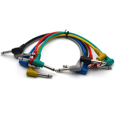 Set of 6pcs Colorful Guitar Patch Cables Angled for Guitar Effect Pedals