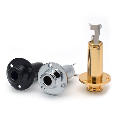 Brass 1/4" 6.35 End Pin Output Input Jack Strap Lock Pin Socket For Acoustic Electric Guitar Bass (Chrome&Black&Gold)